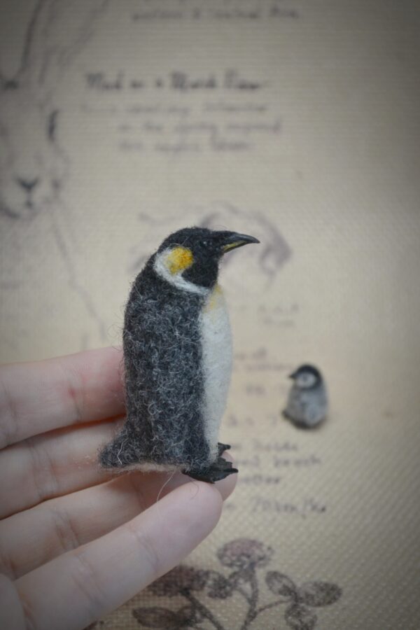 Penguin with Chick Needle Felted Miniature - Image 3