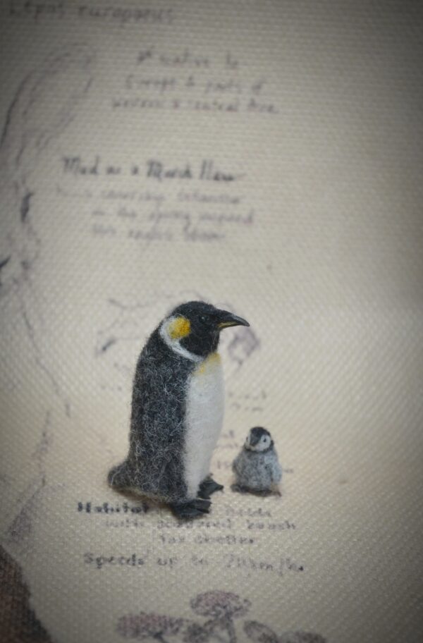 Penguin with Chick Needle Felted Miniature - Image 5