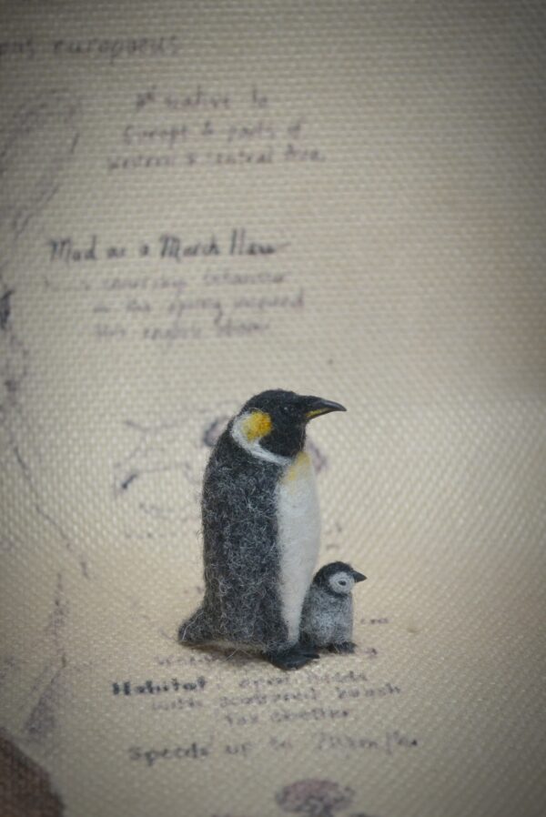 Penguin with Chick Needle Felted Miniature - Image 6