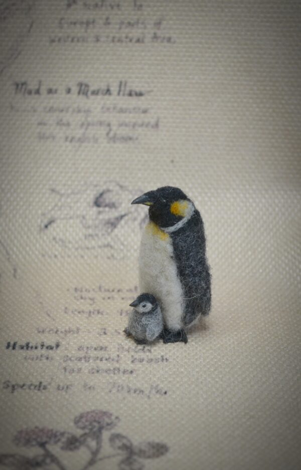 Penguin with Chick Needle Felted Miniature - Image 7