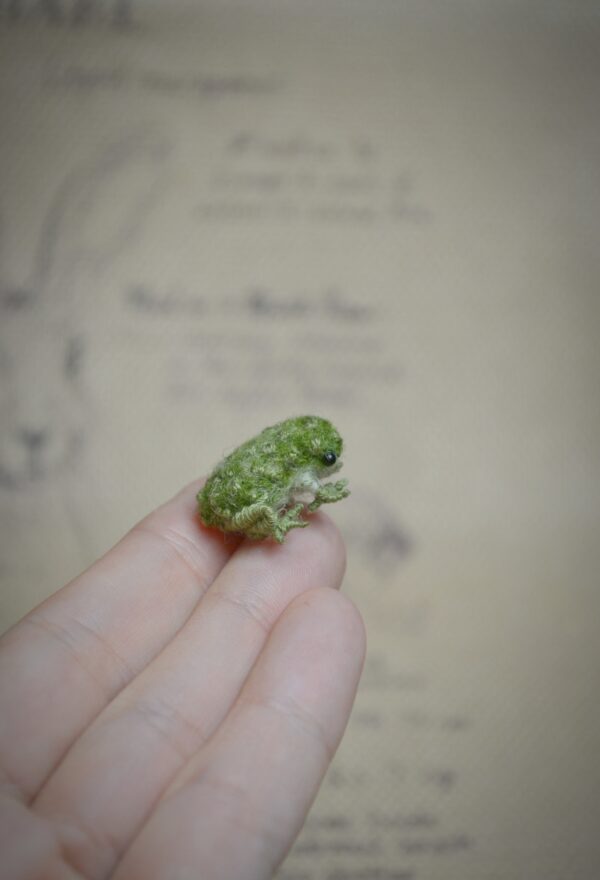 Frog Needle Felted Miniature – Embroidered Wool Figurine - Image 6