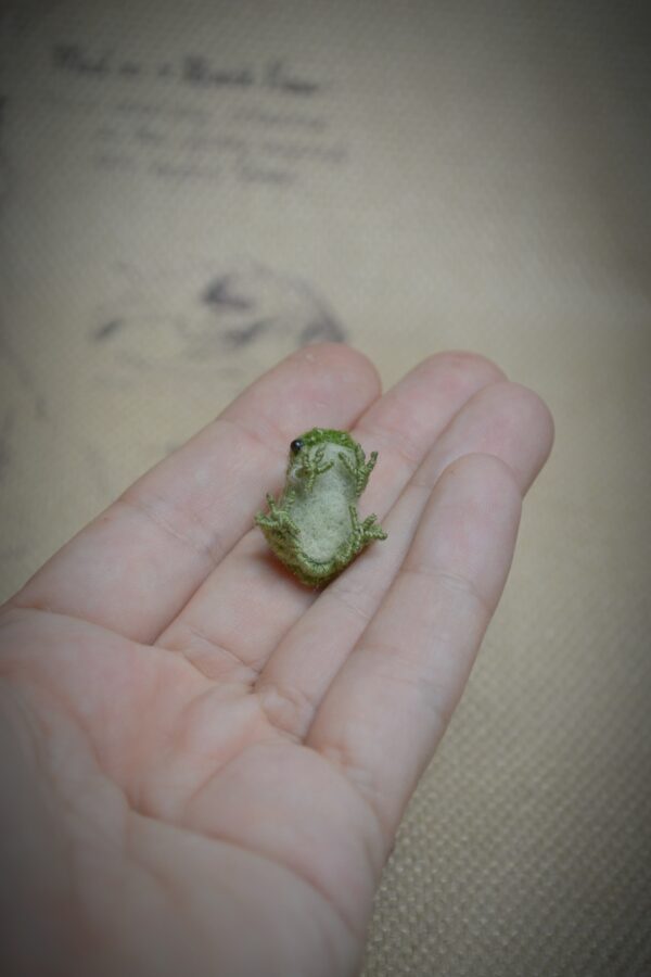Frog Needle Felted Miniature – Embroidered Wool Figurine - Image 7