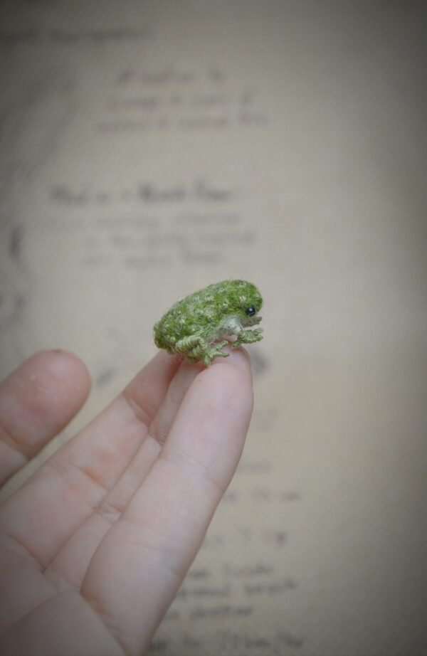 Frog Needle Felted Miniature – Embroidered Wool Figurine - Image 9