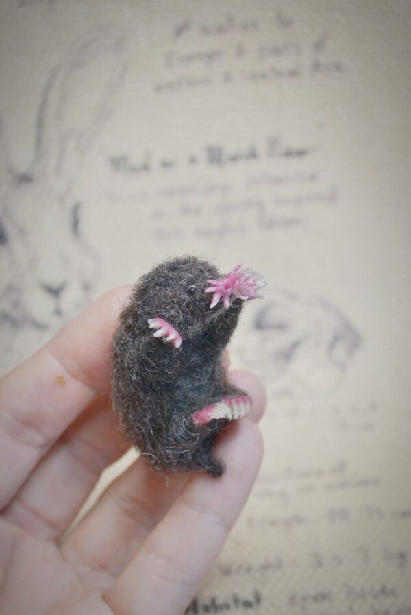 Mole Needle Felted Miniature – Poseable Wool Figurine - Image 3