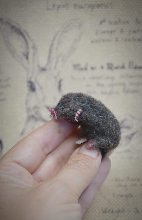 Mole Needle Felted Miniature – Poseable Wool Figurine - Image 4
