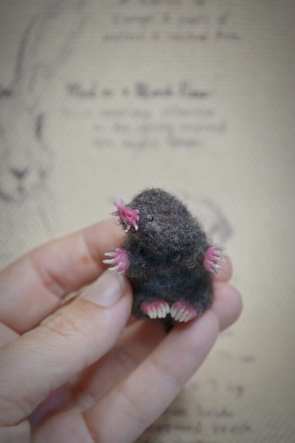 Mole Needle Felted Miniature – Poseable Wool Figurine - Image 5