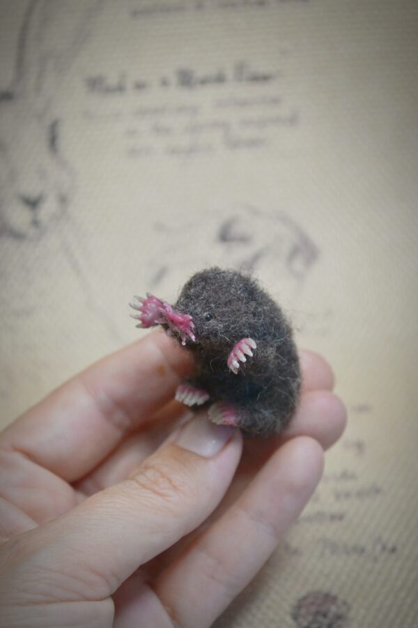 Mole Needle Felted Miniature – Poseable Wool Figurine - Image 7