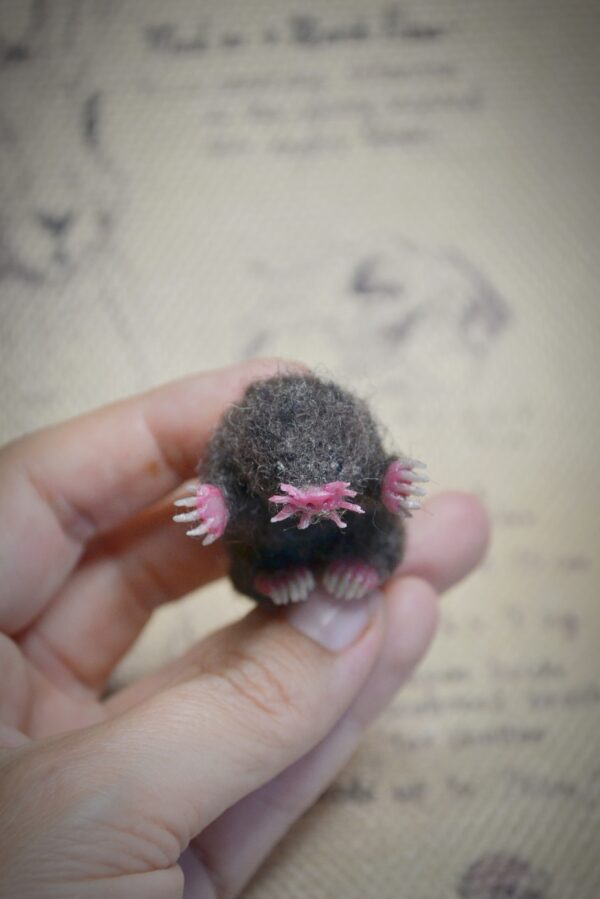Mole Needle Felted Miniature – Poseable Wool Figurine - Image 8