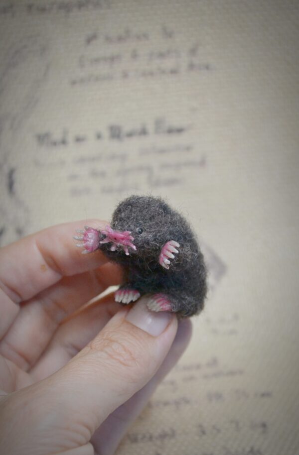 Mole Needle Felted Miniature – Poseable Wool Figurine - Image 9