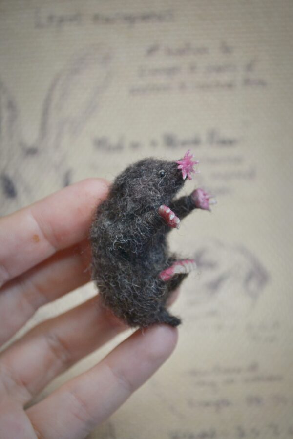 Mole Needle Felted Miniature – Poseable Wool Figurine - Image 10