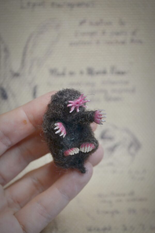 Mole Needle Felted Miniature – Poseable Wool Figurine - Image 11