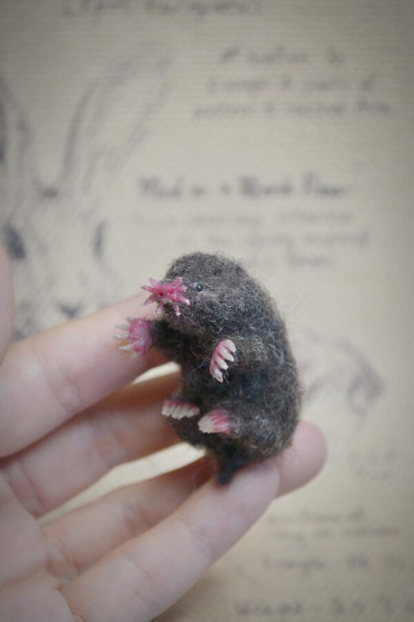 Mole Needle Felted Miniature – Poseable Wool Figurine - Image 12