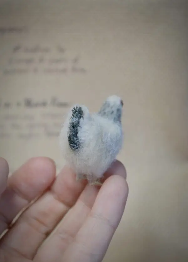 White Chicken Needle Felted Miniature – Handmade Wool Figurine - Image 4