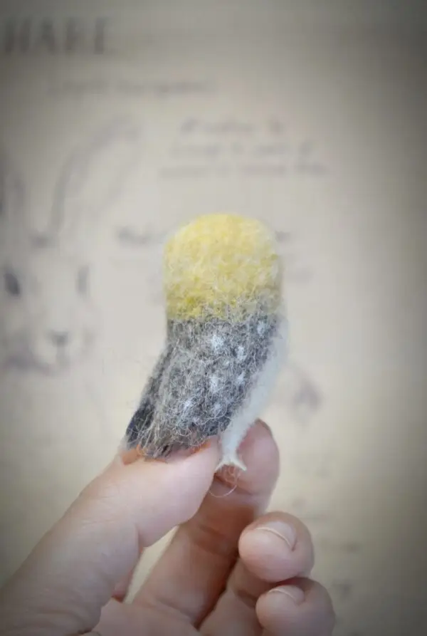 Owl Needle Felted Miniature – Head Turned Back – Handmade Wool Figurine - Image 5