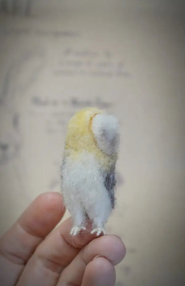 Owl Needle Felted Miniature – Head Turned Back – Handmade Wool Figurine - Image 6