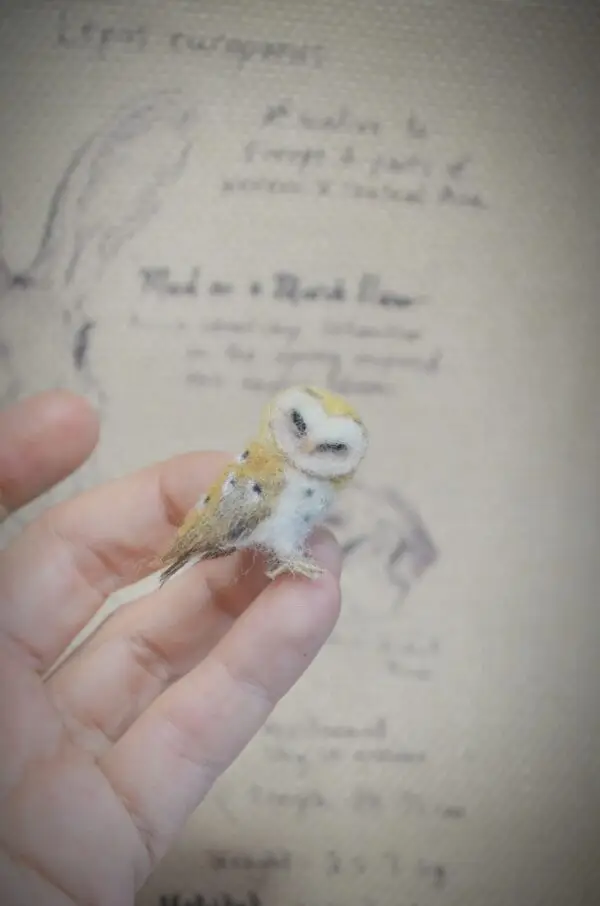 Owl Needle Felted Miniature – Head Tilted – Handmade Wool Figurine - Image 3