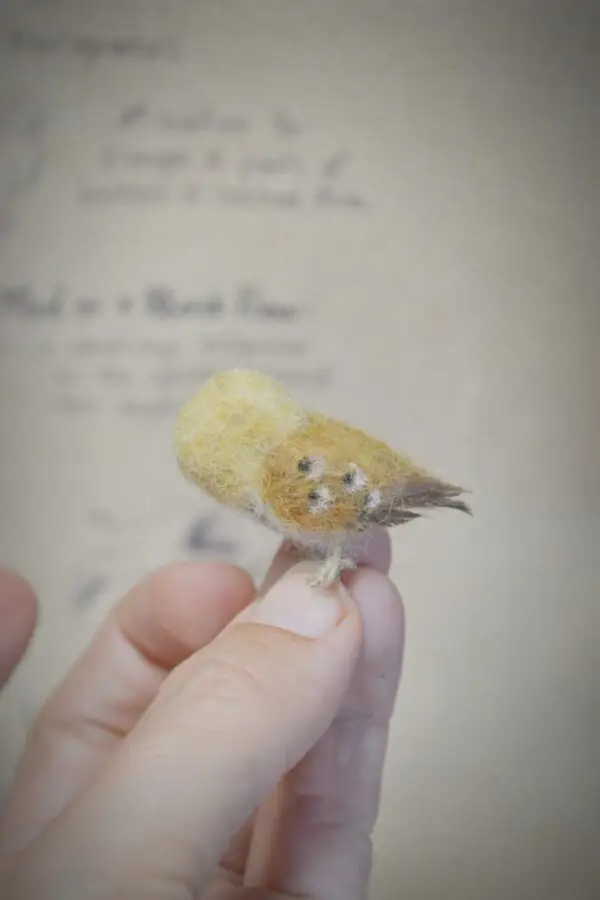 Owl Needle Felted Miniature – Head Tilted – Handmade Wool Figurine - Image 6