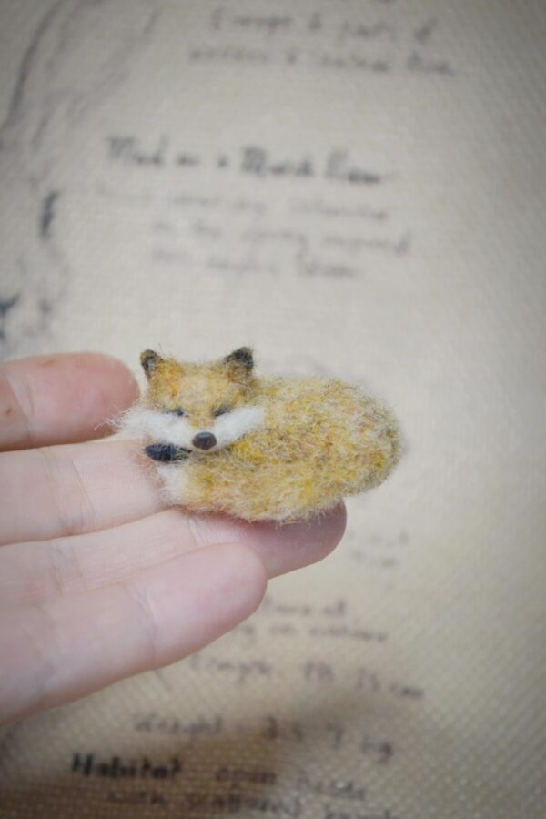 Sleeping Fox Needle Felted Miniature – Curled Up – Handmade Wool Figurine - Image 2