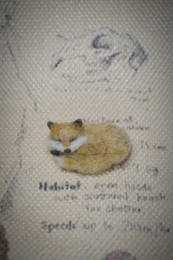 Sleeping Fox Needle Felted Miniature – Curled Up – Handmade Wool Figurine - Image 5