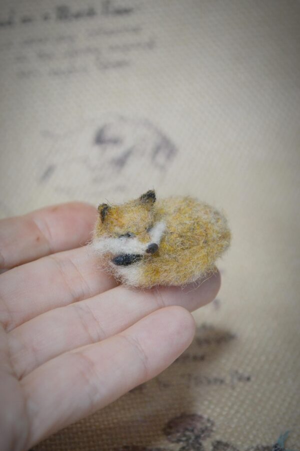 Sleeping Fox Needle Felted Miniature – Curled Up – Handmade Wool Figurine - Image 7