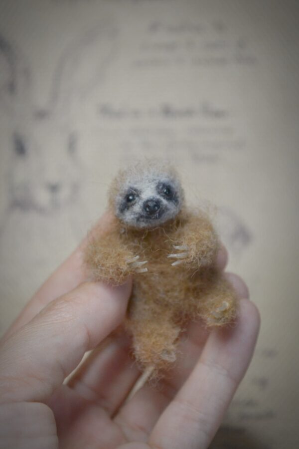 Baby Sloth  Needle Felted Miniature - Image 2
