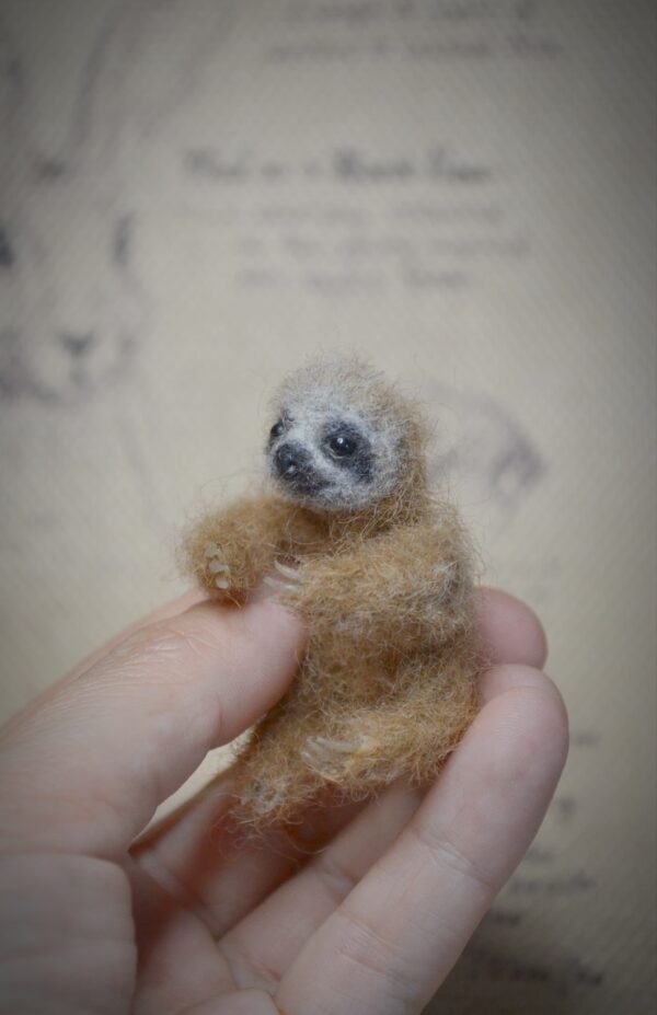 Baby Sloth  Needle Felted Miniature - Image 3