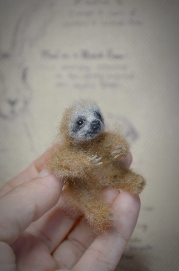 Baby Sloth  Needle Felted Miniature - Image 4