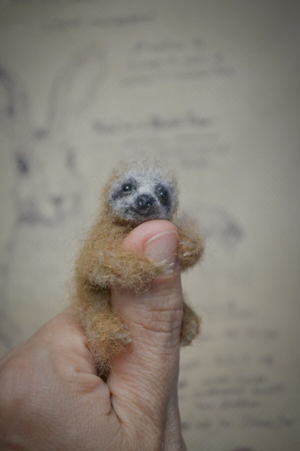 Baby Sloth  Needle Felted Miniature - Image 6