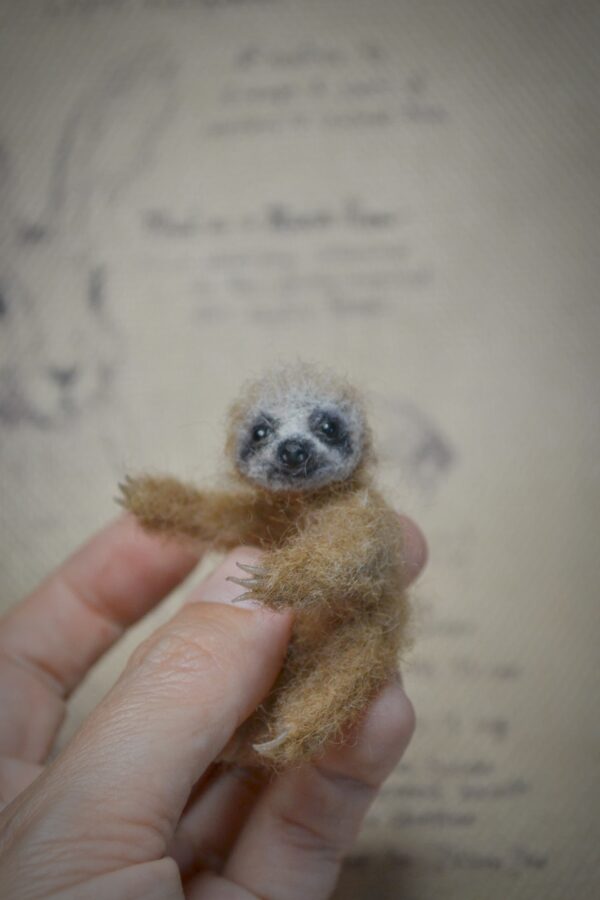 Baby Sloth  Needle Felted Miniature - Image 8