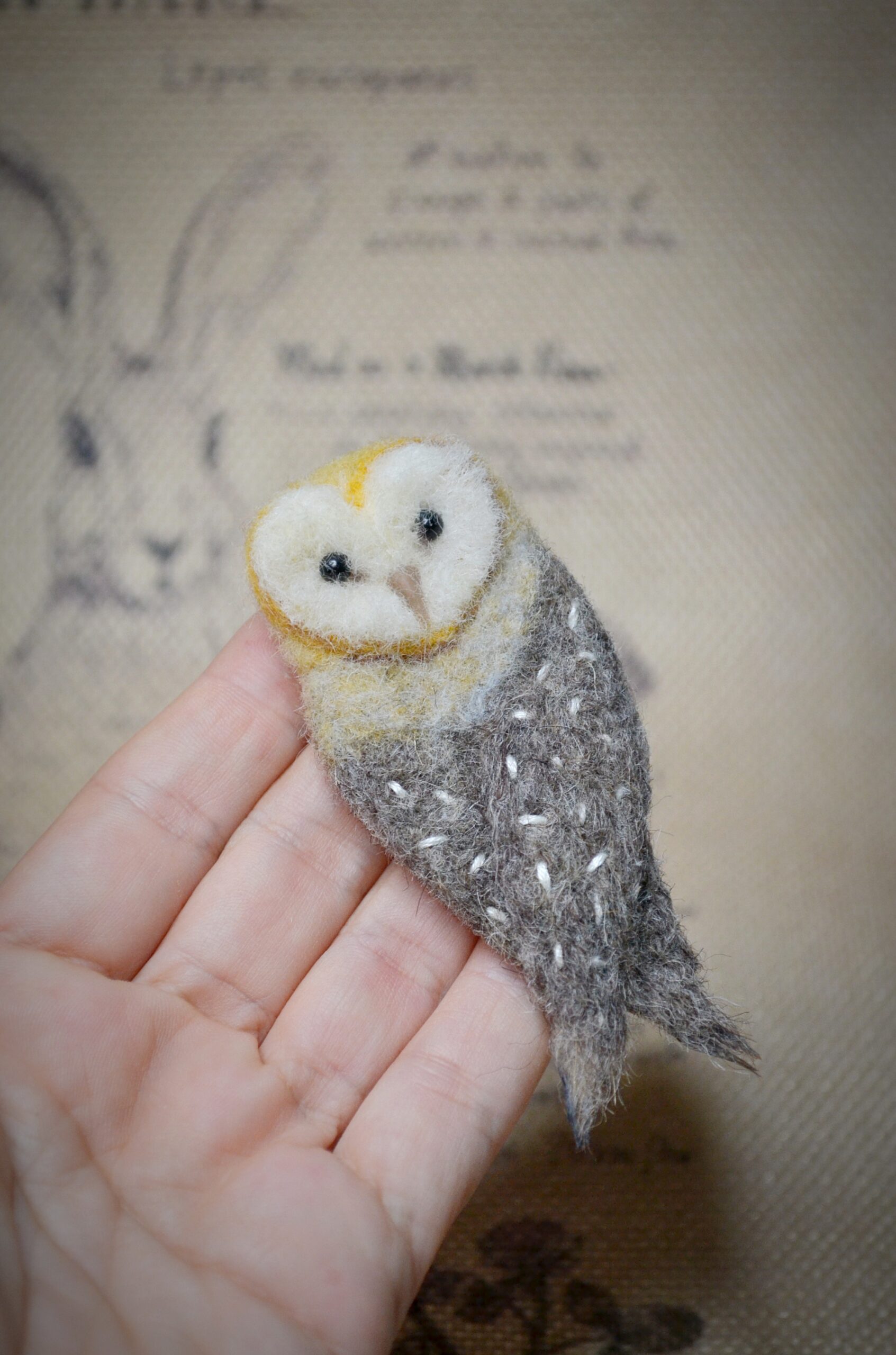 Owl Needle Felted Brooch – Handmade Wool Accessory - Image 5