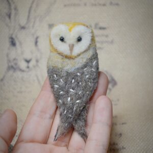 Owl Needle Felted Brooch – Handmade Wool Accessory