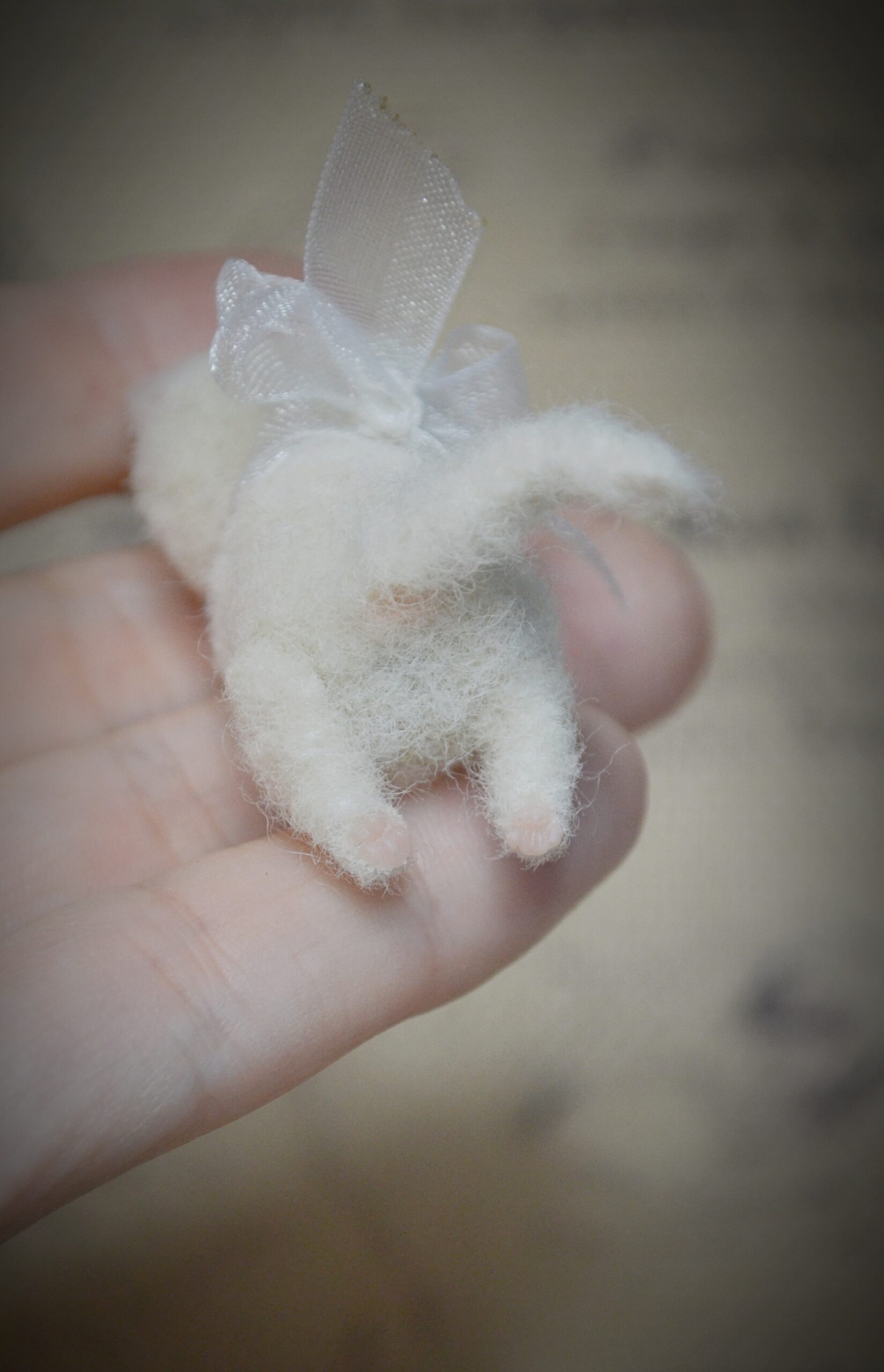 Kitten with Toy Fish and Basket, Needle Felted miniature Kat – Handmade Wool Miniature - Image 5