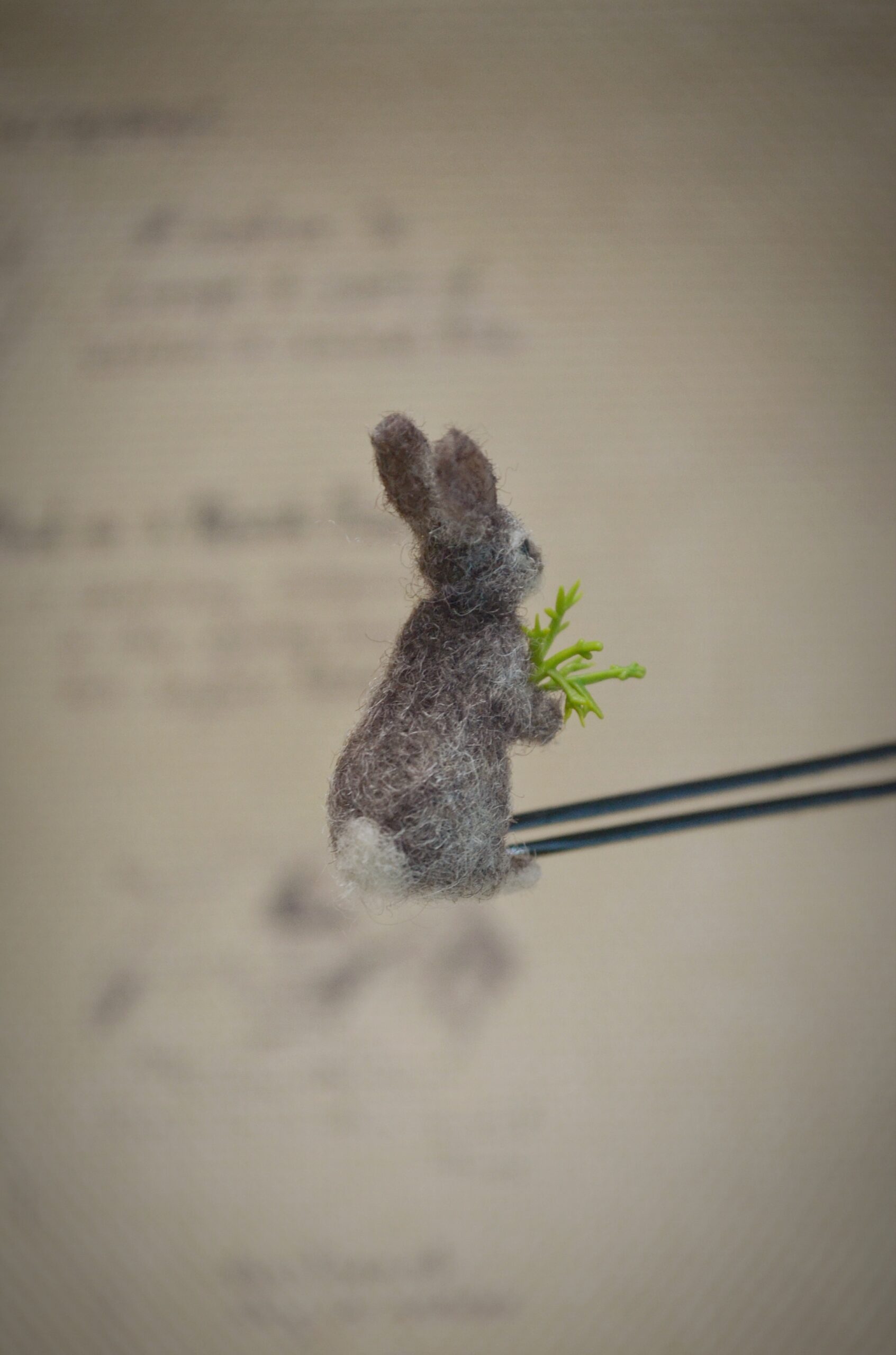 Bunny with Carrot Needle Felted Miniature – Handmade Wool Figurine - Image 5