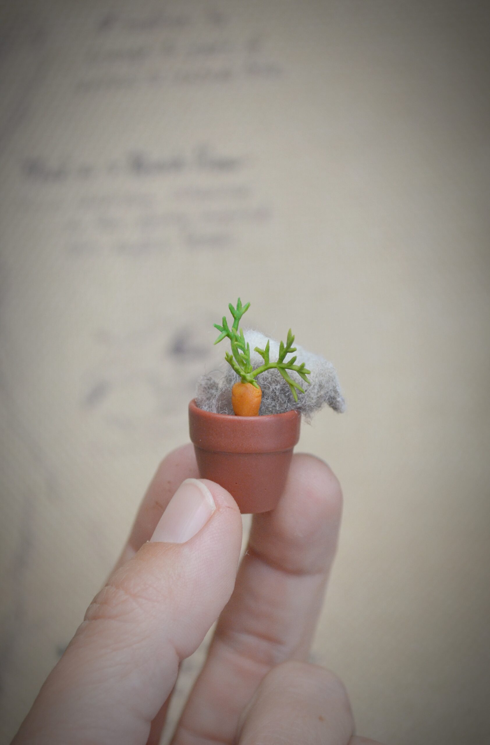 Bunny in Flower Pot – Handmade Needle Felted Wool Miniature - Image 5