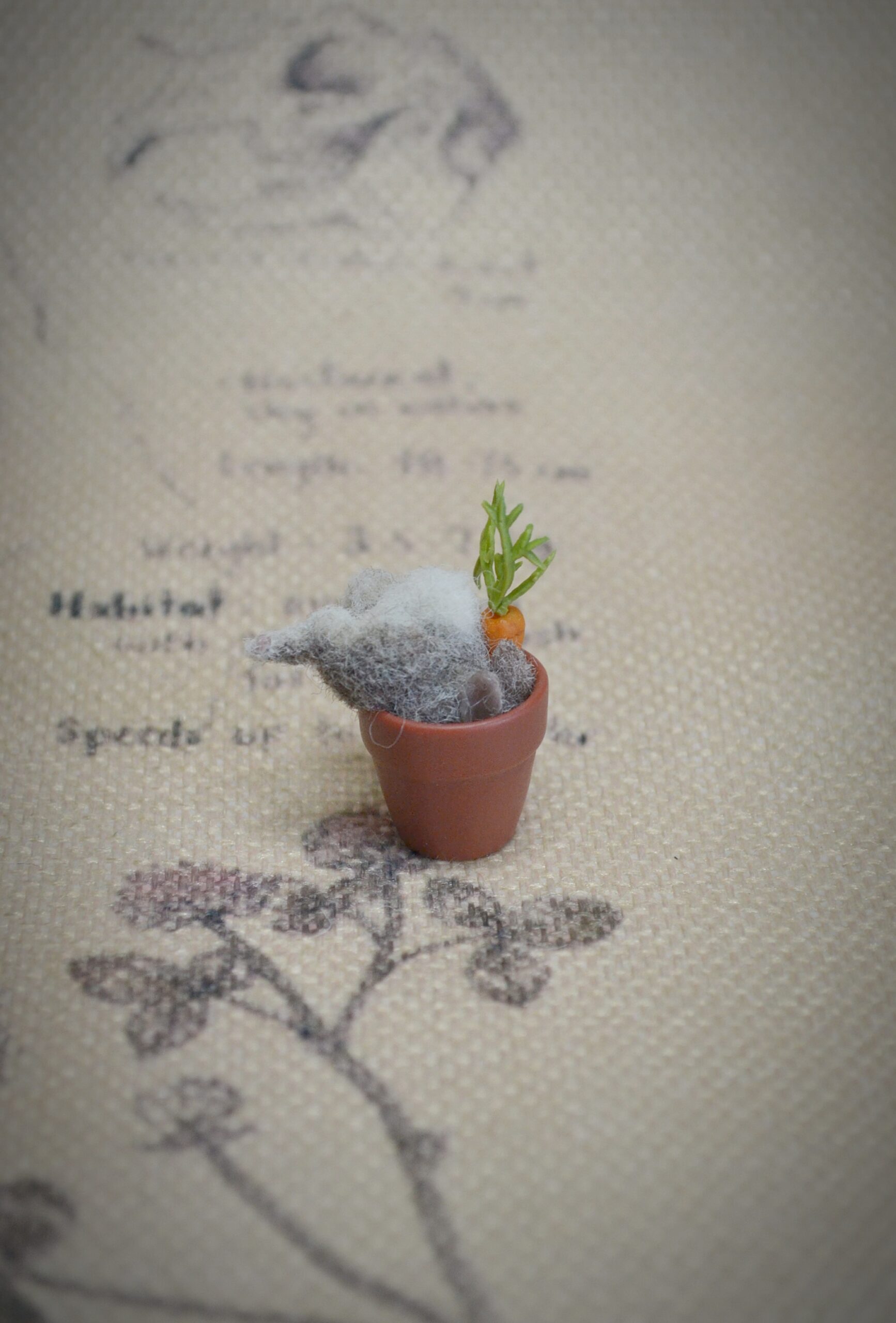 Bunny in Flower Pot – Handmade Needle Felted Wool Miniature - Image 6