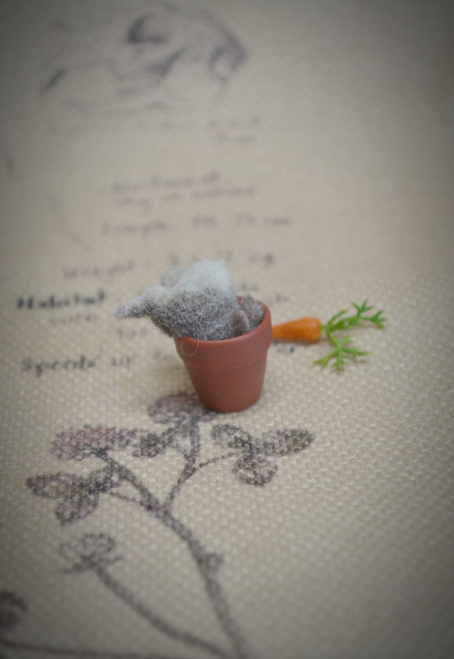 Bunny in Flower Pot – Handmade Needle Felted Wool Miniature - Image 7
