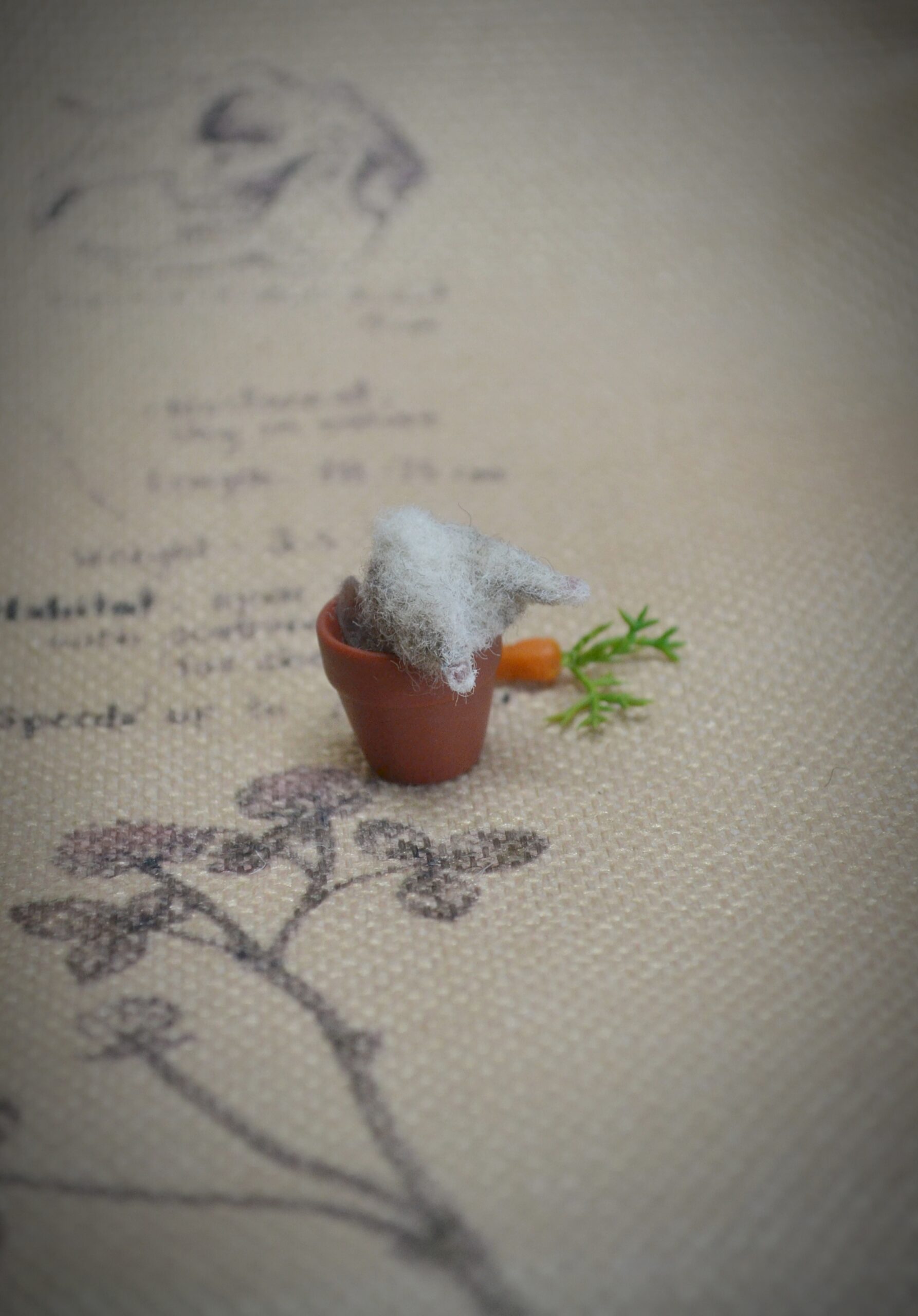 Bunny in Flower Pot – Handmade Needle Felted Wool Miniature - Image 8