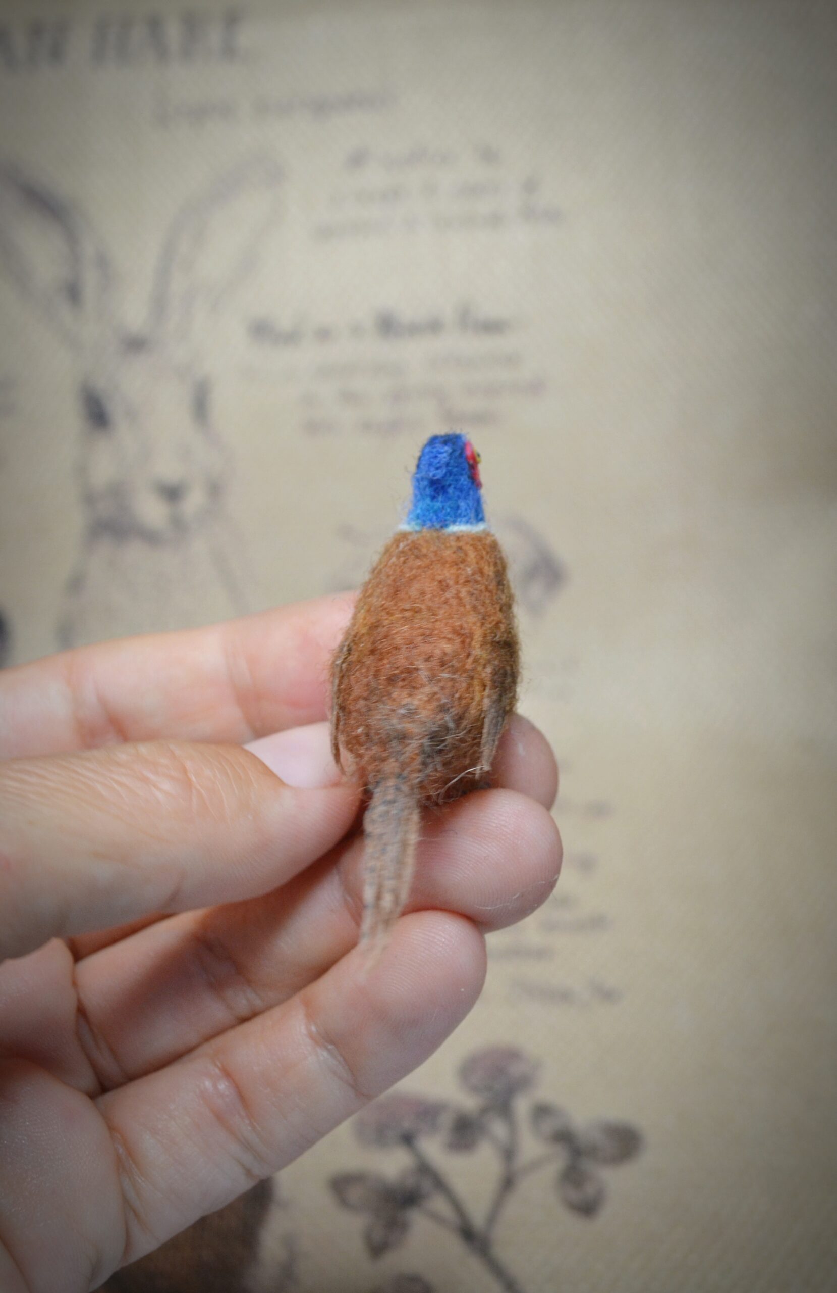 Pheasant Needle FeltedMiniature – Handmade Wool Bird Figurine - Image 5