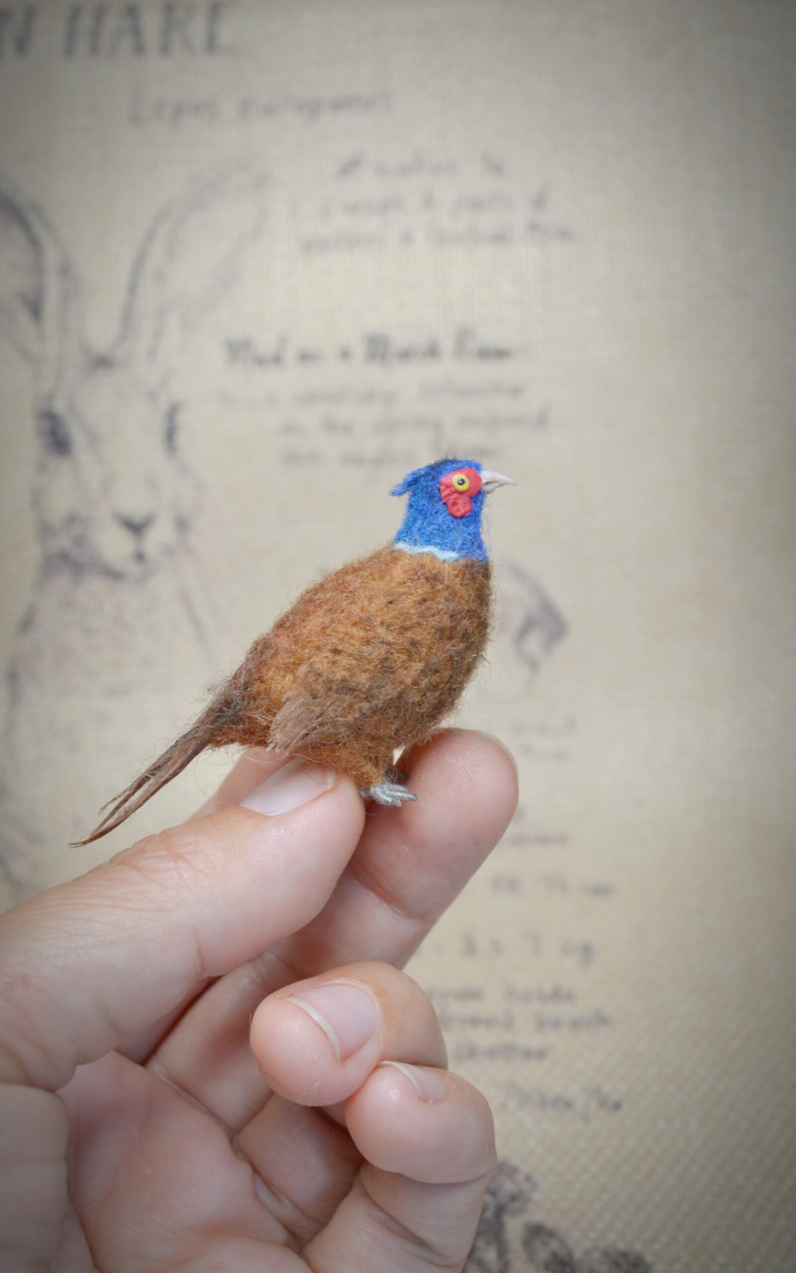 Pheasant Needle FeltedMiniature – Handmade Wool Bird Figurine - Image 2
