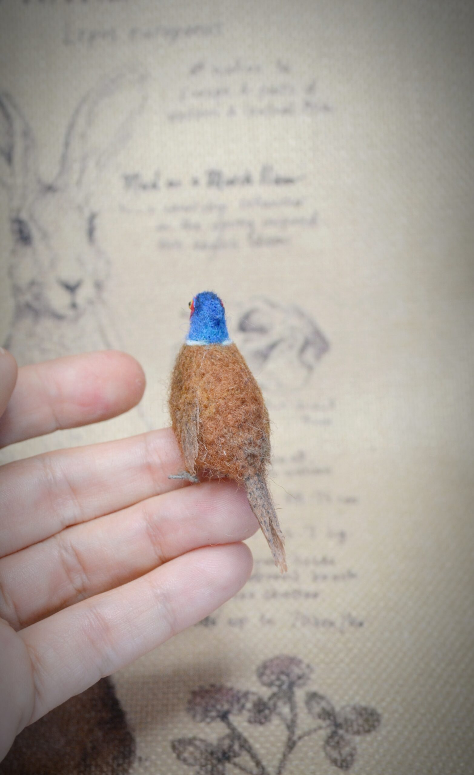 Pheasant Needle FeltedMiniature – Handmade Wool Bird Figurine - Image 3