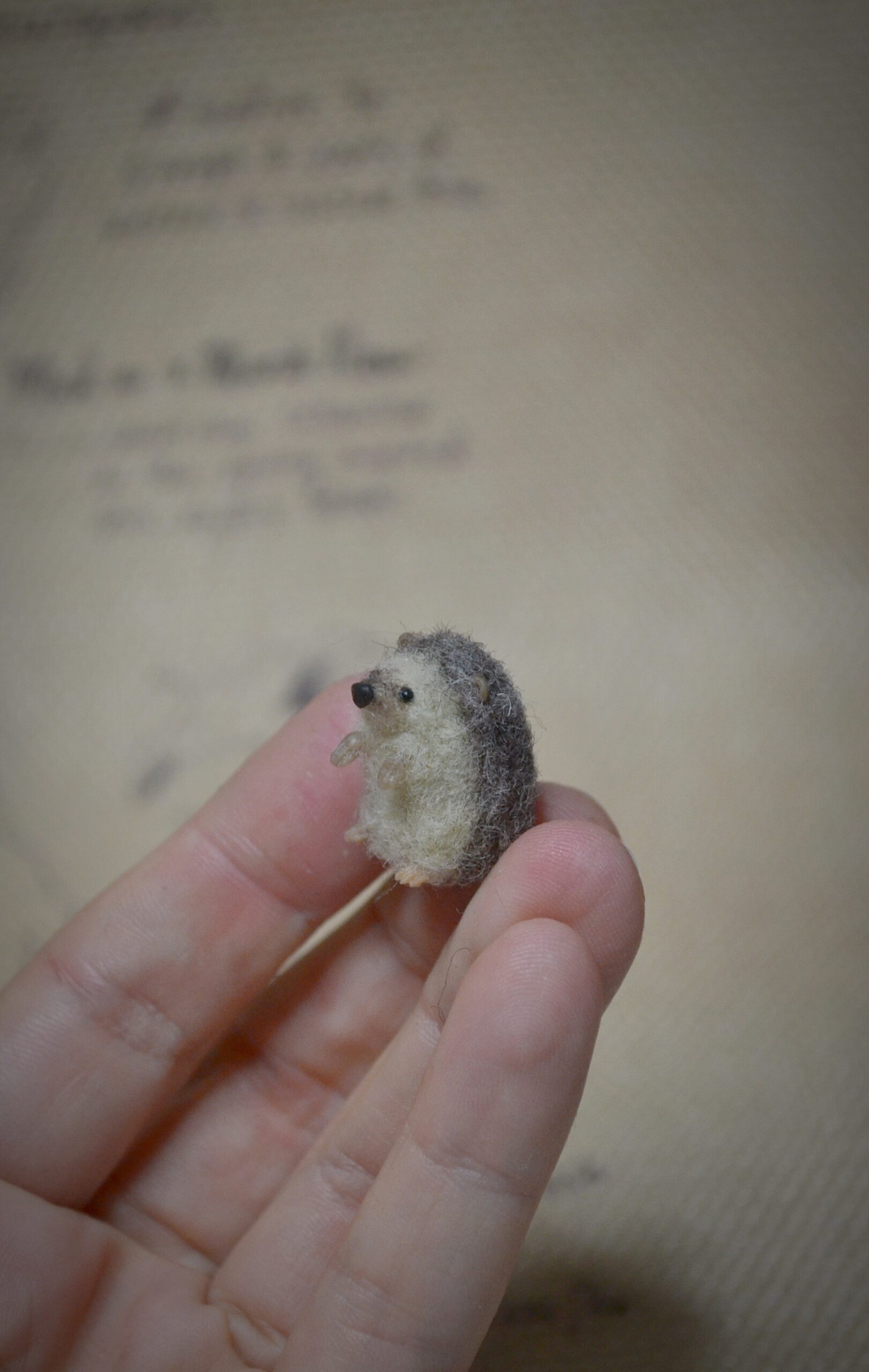 Needle Felted Tiny Hedgehog – Handmade Wool Miniature - Image 4