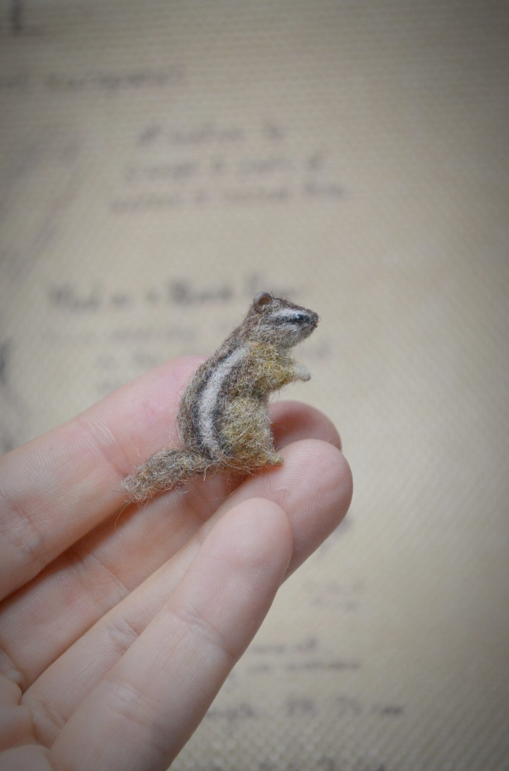 Needle Felted Tiny Chipmunk – Handmade Wool Miniature - Image 2