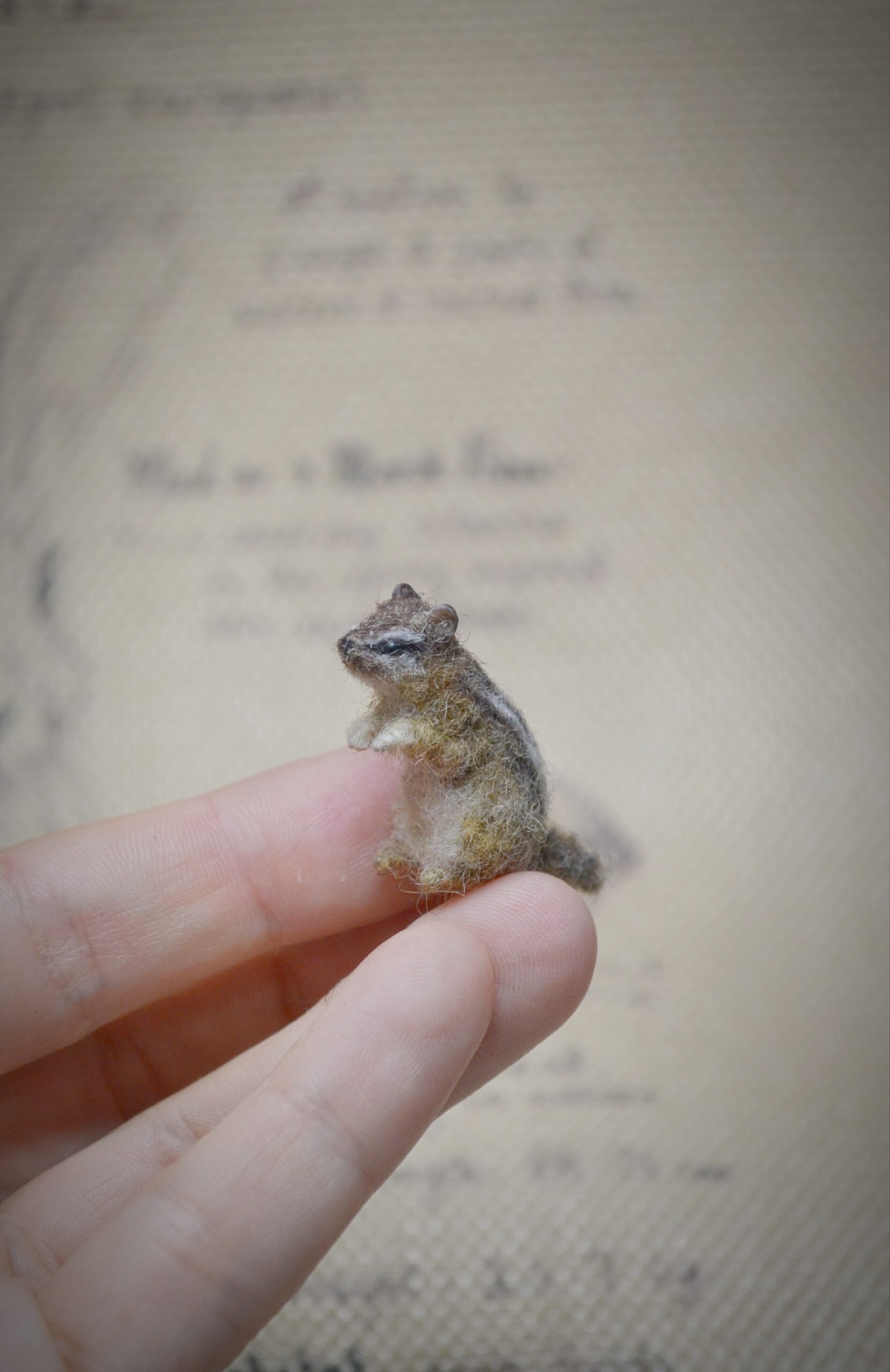 Needle Felted Tiny Chipmunk – Handmade Wool Miniature - Image 3