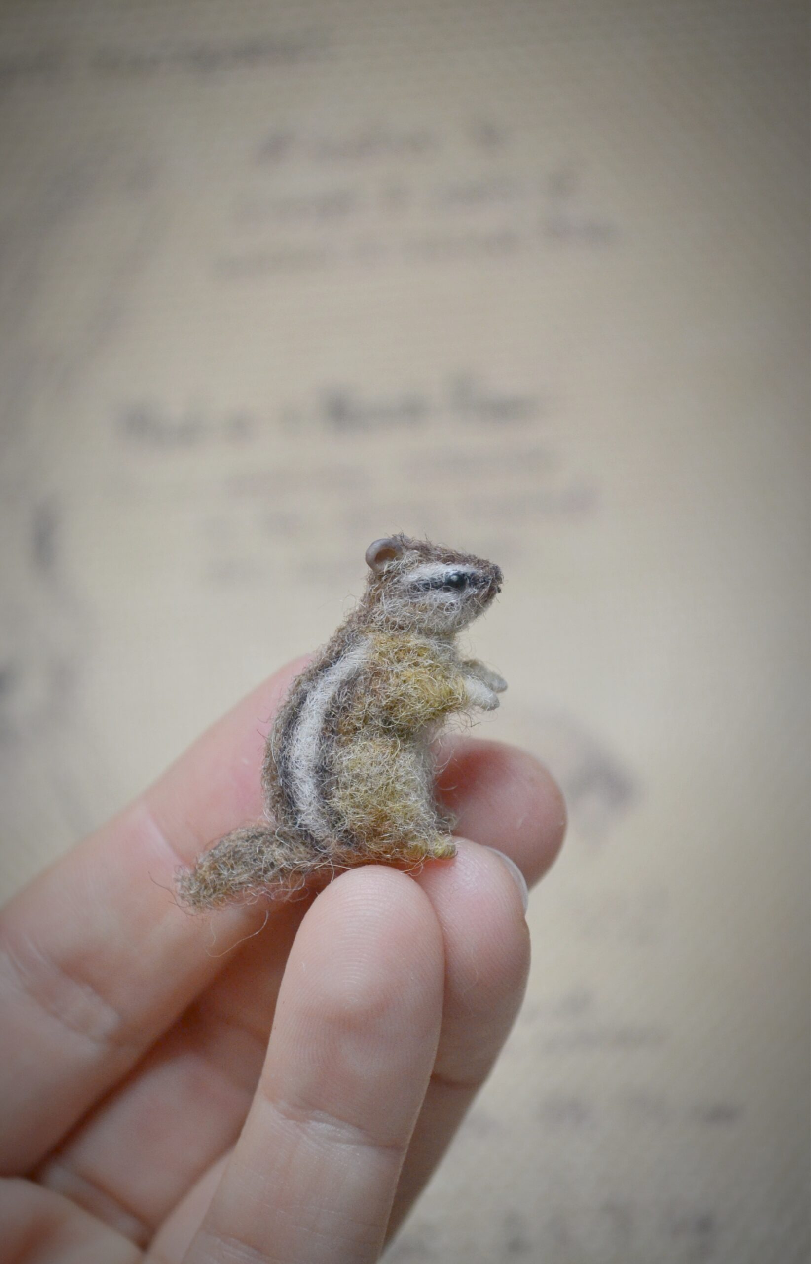 Needle Felted Tiny Chipmunk – Handmade Wool Miniature - Image 5