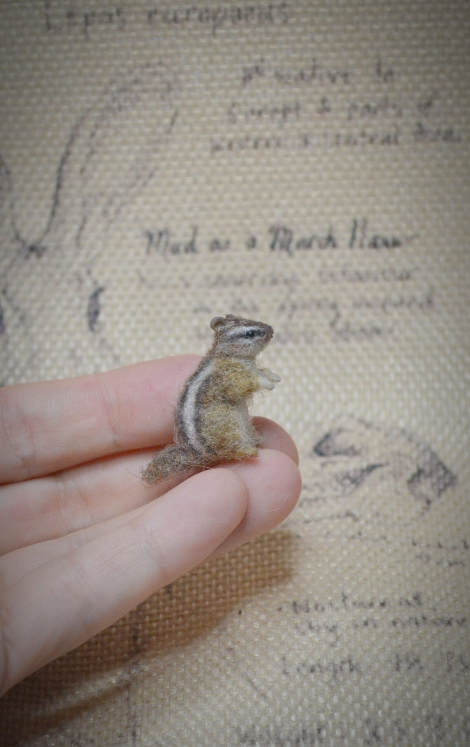 Needle Felted Tiny Chipmunk – Handmade Wool Miniature - Image 6