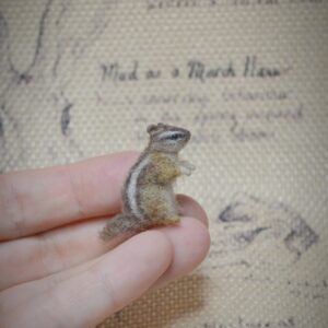 Needle Felted Tiny Chipmunk – Handmade Wool Miniature