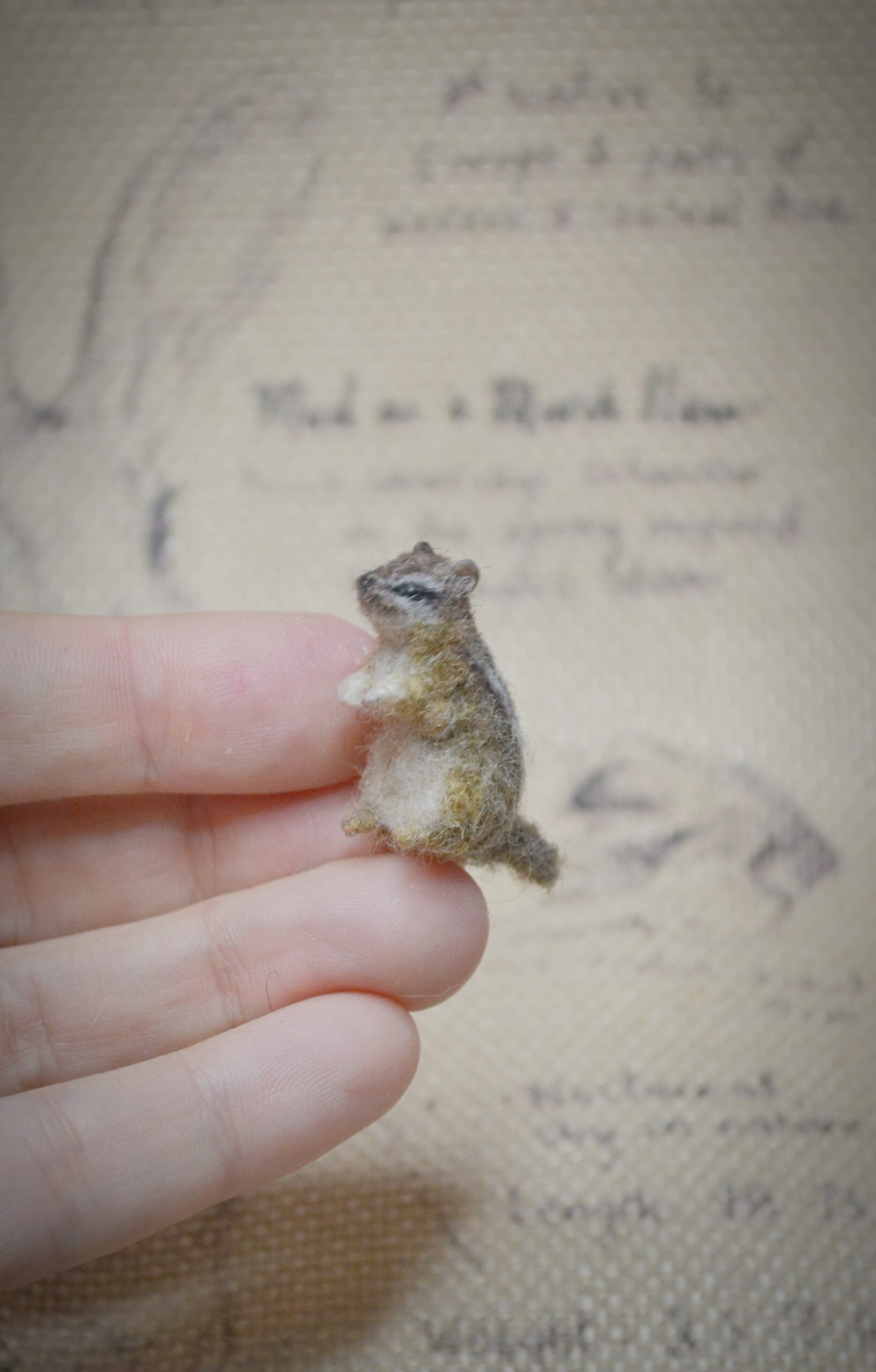 Needle Felted Tiny Chipmunk – Handmade Wool Miniature - Image 7