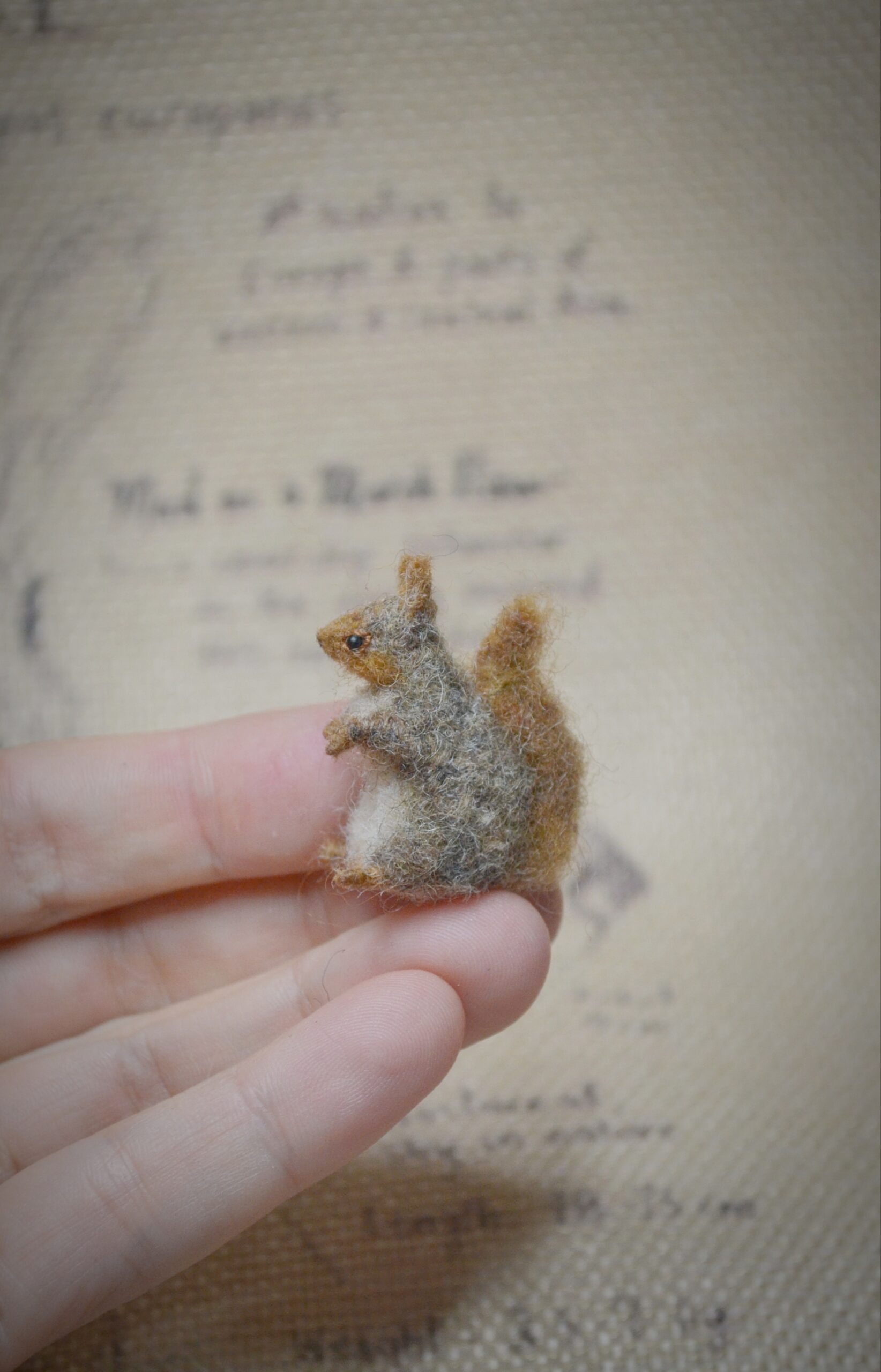 Needle Felted Squirrel – Handmade Wool Miniature - Image 2