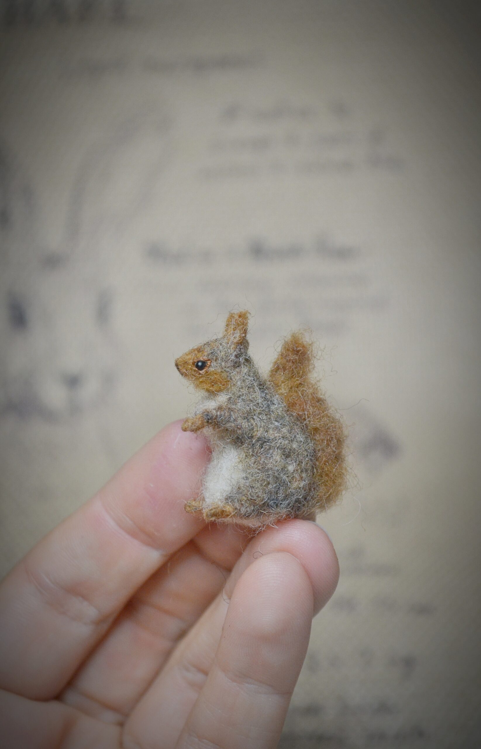 Needle Felted Squirrel – Handmade Wool Miniature