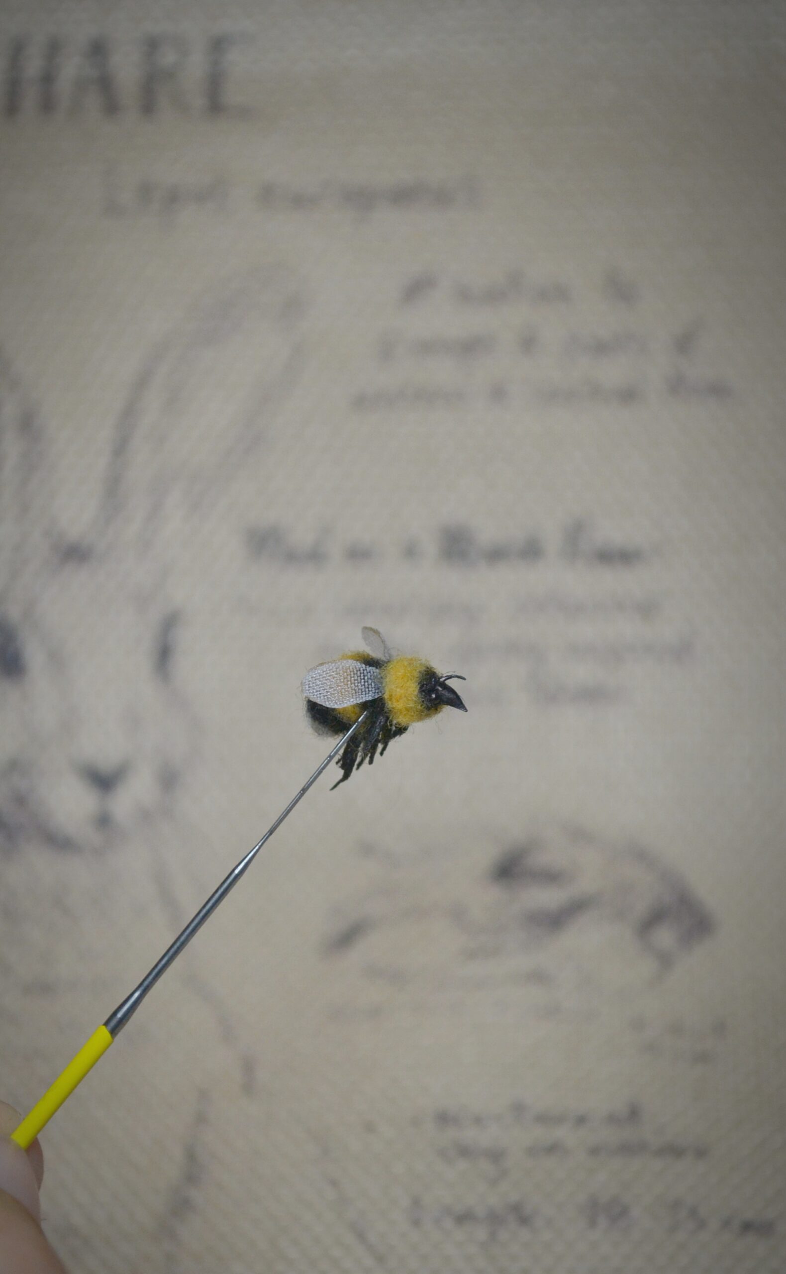 Needle Felted Bumblebee Miniature – Handmade Wool Insect - Image 2